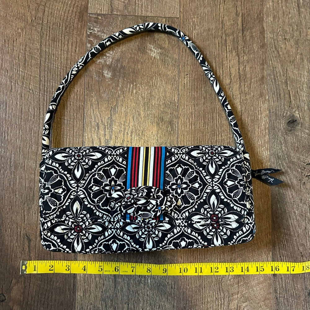 Women's Vera Bradley Shoulder Bag Black White Floral - Picture 6 of 10